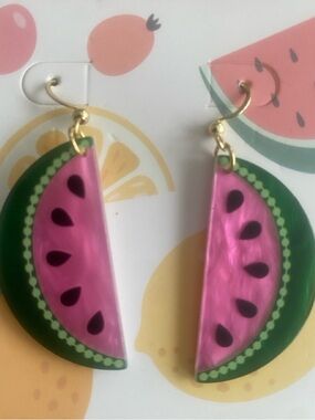 Watermelon Slice Statement hanging Earrings  lightweight NWT Perfect for summer.